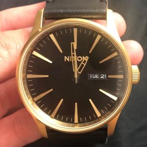 Nixon Sentry Leather Watch, 42mm, Never Be Late